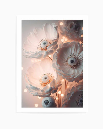 Glowing pastel pink flowers By Treechild | Art Print from Olive et Oriel where you can shop wallpaper and artworks online