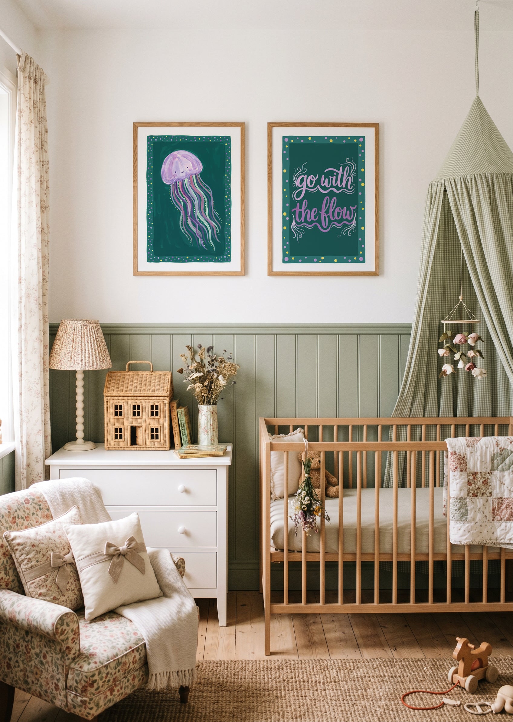 Go With The Flow I & II Art Print Set of 2 | Matching Wall Art