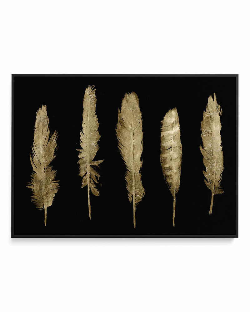 Gold Feathers II | Framed Canvas Art Print