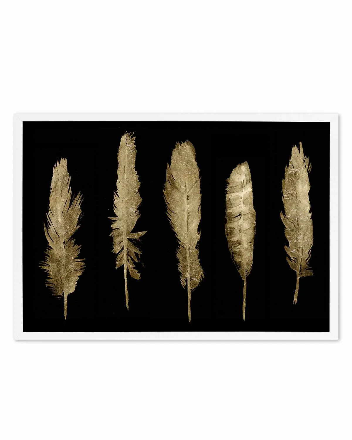 Gold Feathers II Art Print from Olive et Oriel where you can shop wallpaper and artworks online