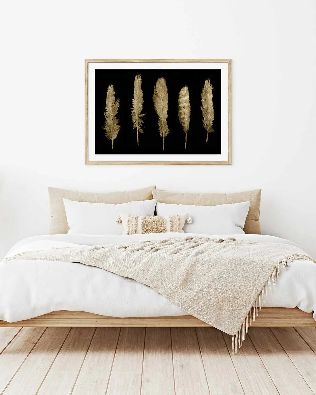 Gold Feathers II Art Print from Olive et Oriel where you can shop wallpaper and artworks online