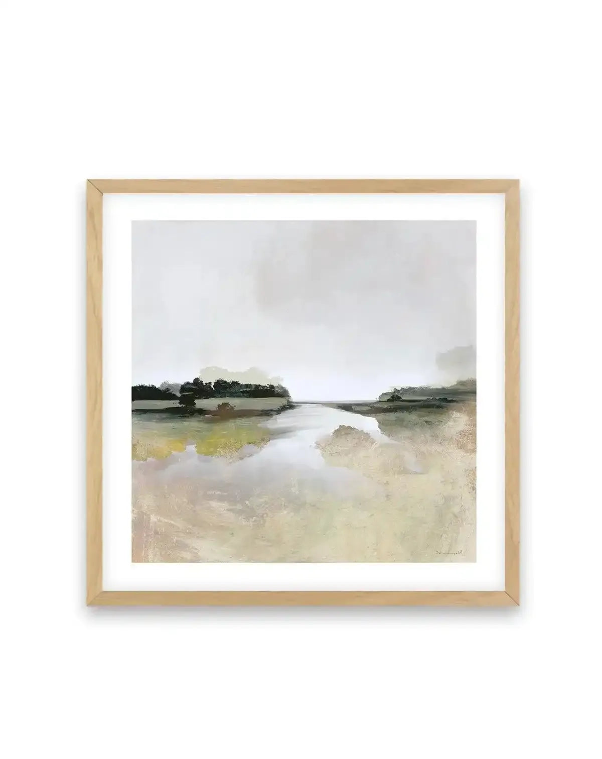 Gold Lake View by Dan Hobday SQ Art Print-PRINT-Olive et Oriel-Dan Hobday-70x70 cm | 27.5" x 27.5"-Oak-With White Border-Buy-Australian-Art-Prints-Online-with-Olive-et-Oriel-Your-Artwork-Specialists-Austrailia-Decorate-With-Coastal-Photo-Wall-Art-Prints-From-Our-Beach-House-Artwork-Collection-Fine-Poster-and-Framed-Artwork