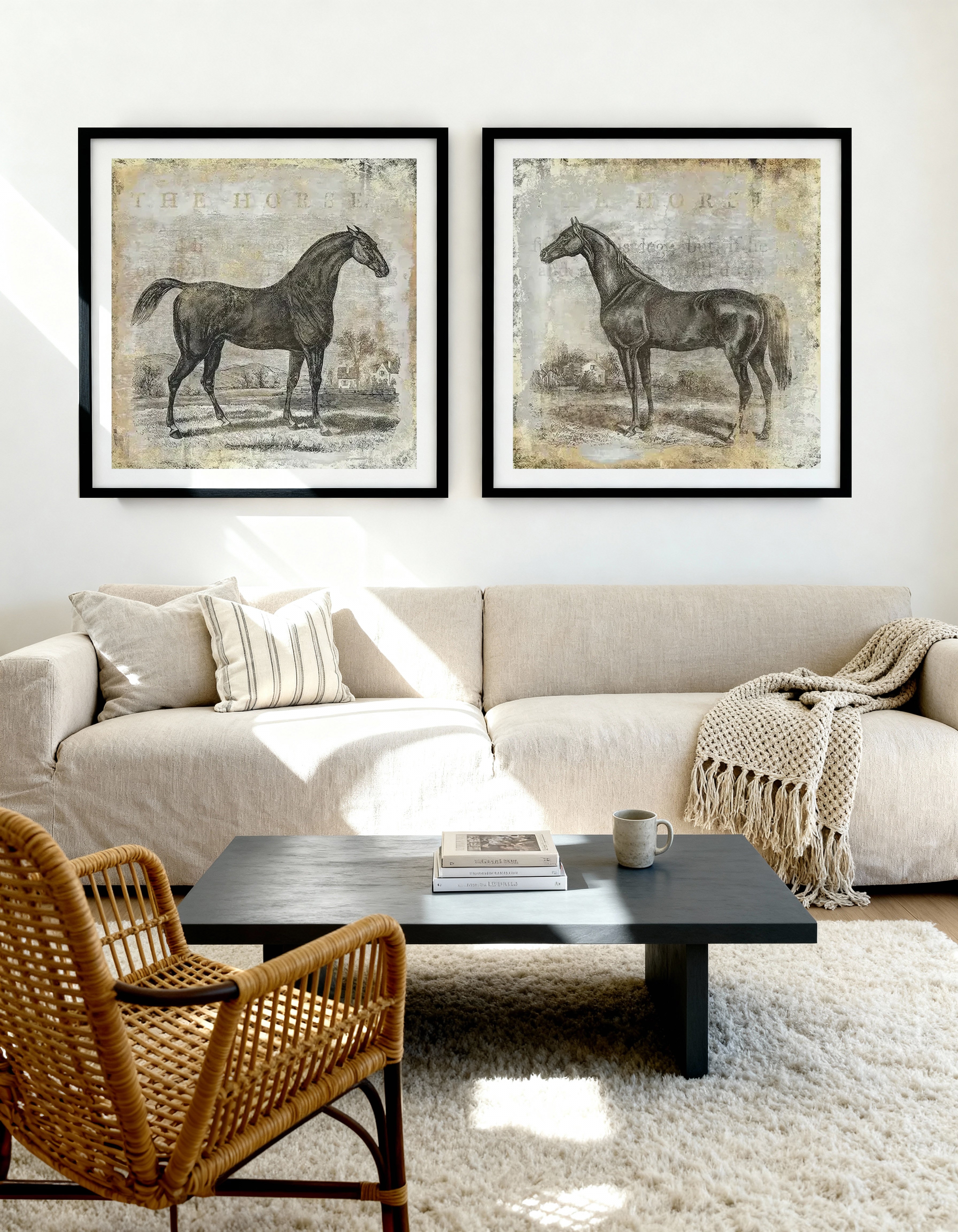 Gold Stallion I & II Art Print Set of 2 | Matching Wall Art