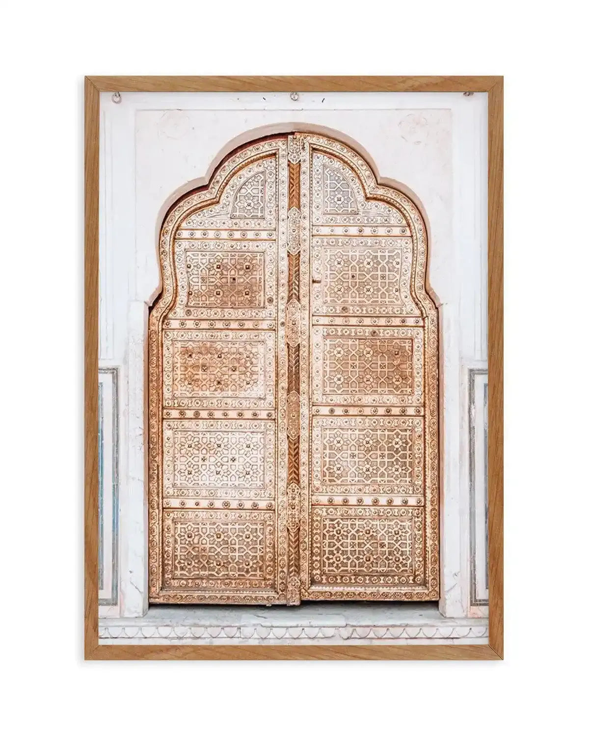 Golden Doorway | Morocco Art Print-Shop Australian Art Prints Online with Olive et Oriel - Our collection of Moroccan art prints offer unique wall art including moroccan arches and pink morocco doors of marrakech - this collection will add soft feminine colour to your walls and some may say bohemian style. These traditional morocco landscape photography includes desert scenes of palm trees and camel art prints - there is art on canvas and extra large wall art with fast, free shipping across Aust