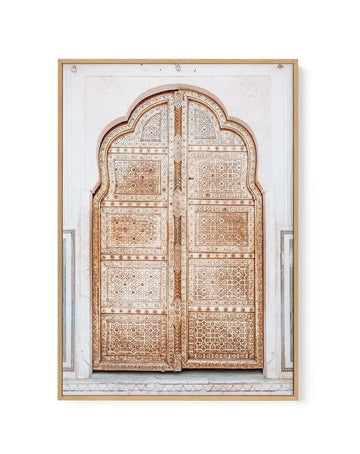 Golden Doorway | Morocco | Framed Canvas-Shop Australian Art Prints Online with Olive et Oriel - Our collection of Moroccan art prints offer unique wall art including moroccan arches and pink morocco doors of marrakech - this collection will add soft feminine colour to your walls and some may say bohemian style. These traditional morocco landscape photography includes desert scenes of palm trees and camel art prints - there is art on canvas and extra large wall art with fast, free shipping acros