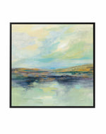 Golden Fields By The River | Framed Canvas Art Print