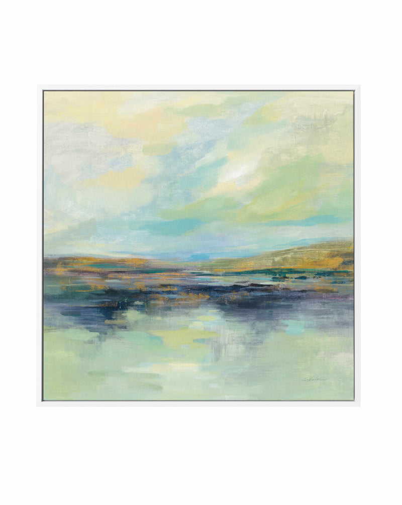 Golden Fields By The River | Framed Canvas Art Print from Olive et Oriel where you can shop wallpaper and artworks online