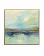 Golden Fields By The River | Framed Canvas Art Print