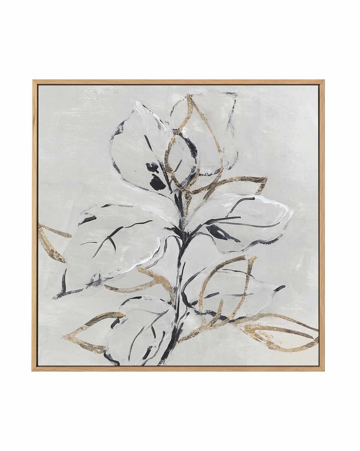 Golden Floral I | Framed Canvas Art Print