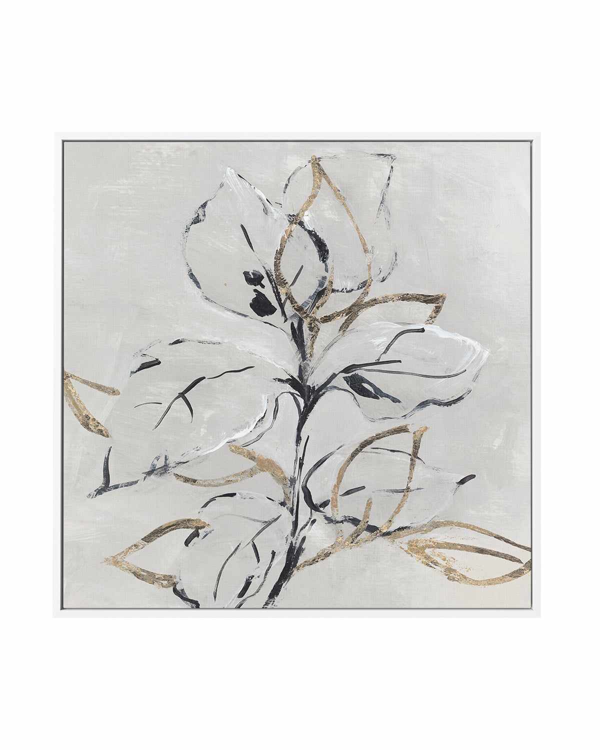 Golden Floral I | Framed Canvas Art Print