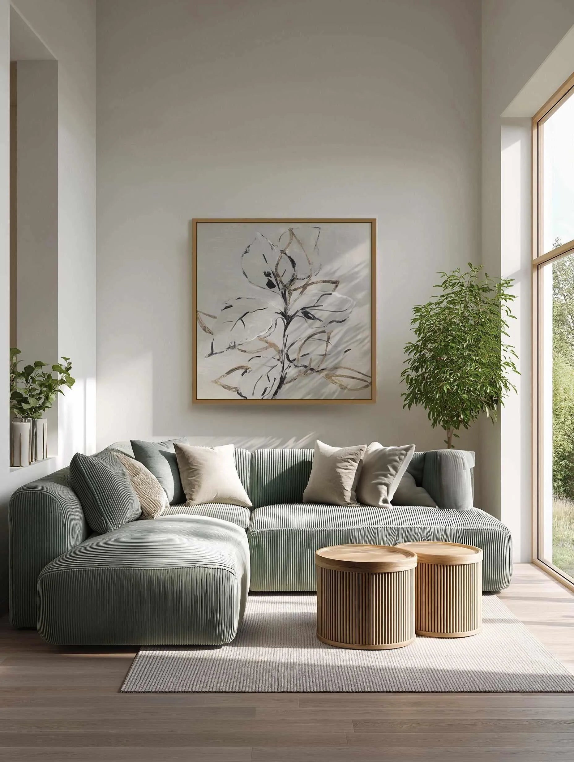 Golden Floral I | Framed Canvas Art Print from Olive et Oriel where you can shop wallpaper and artworks online