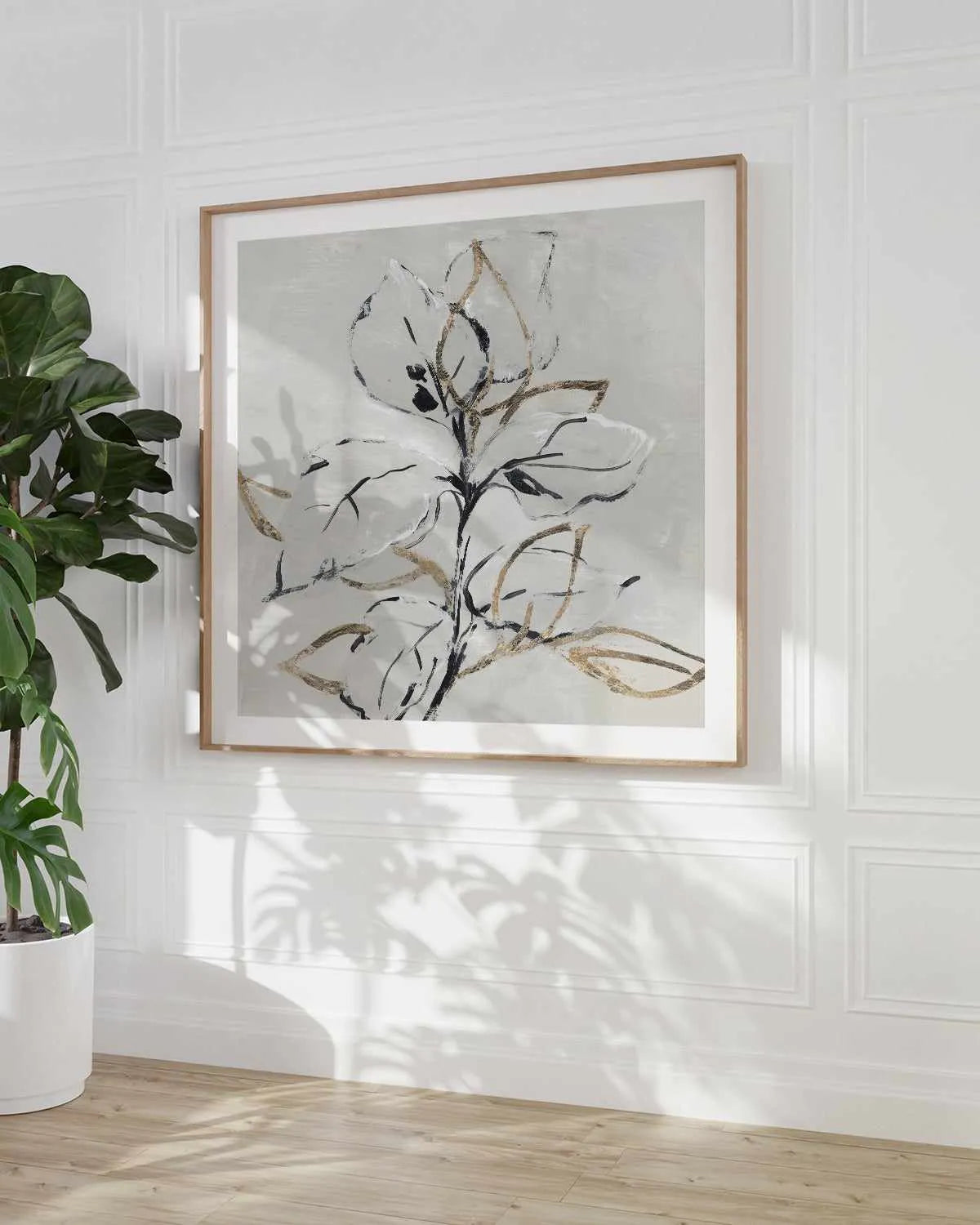 Golden Floral I Art Print from Olive et Oriel where you can shop wallpaper and artworks online