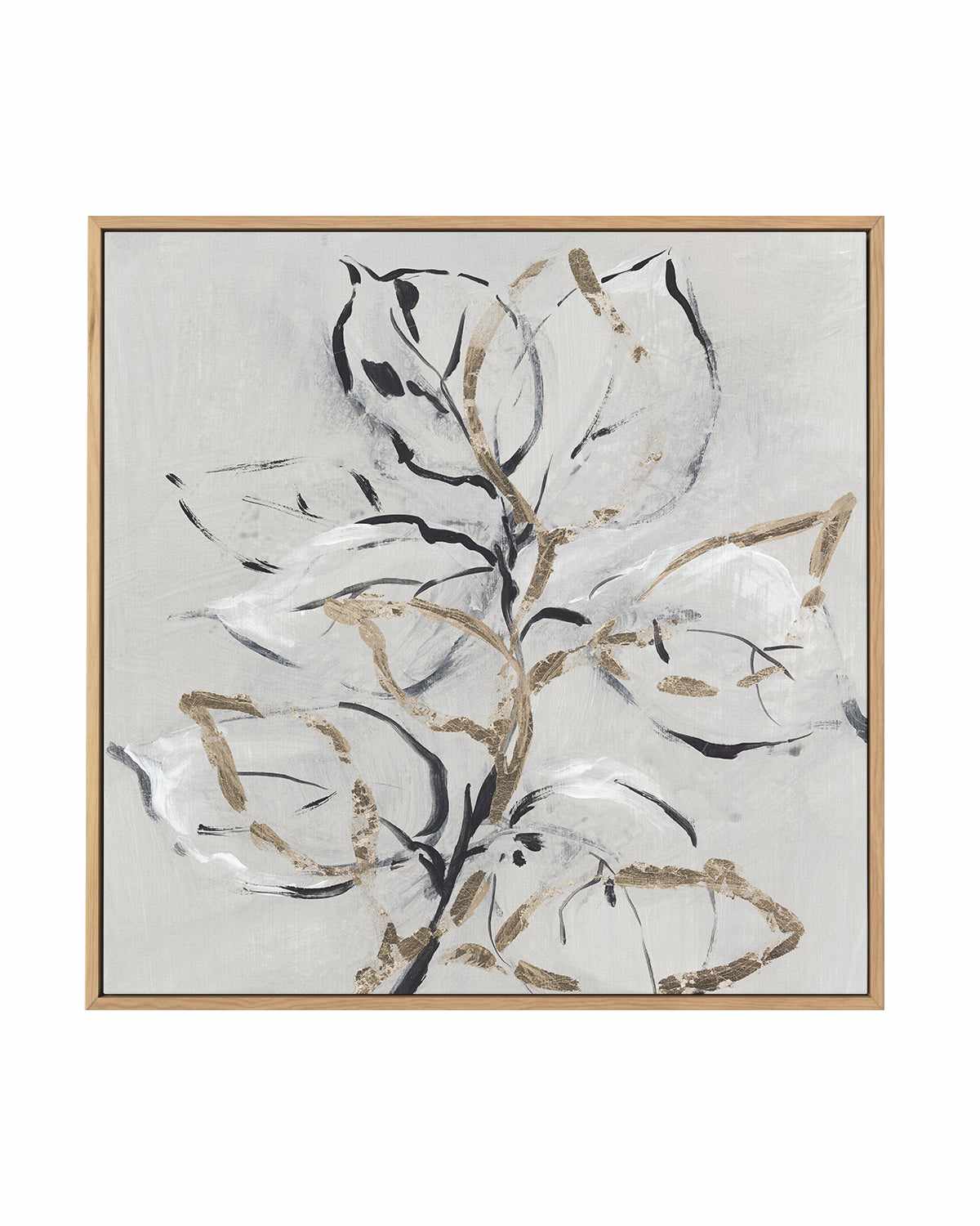 Golden Floral II | Framed Canvas Art Print