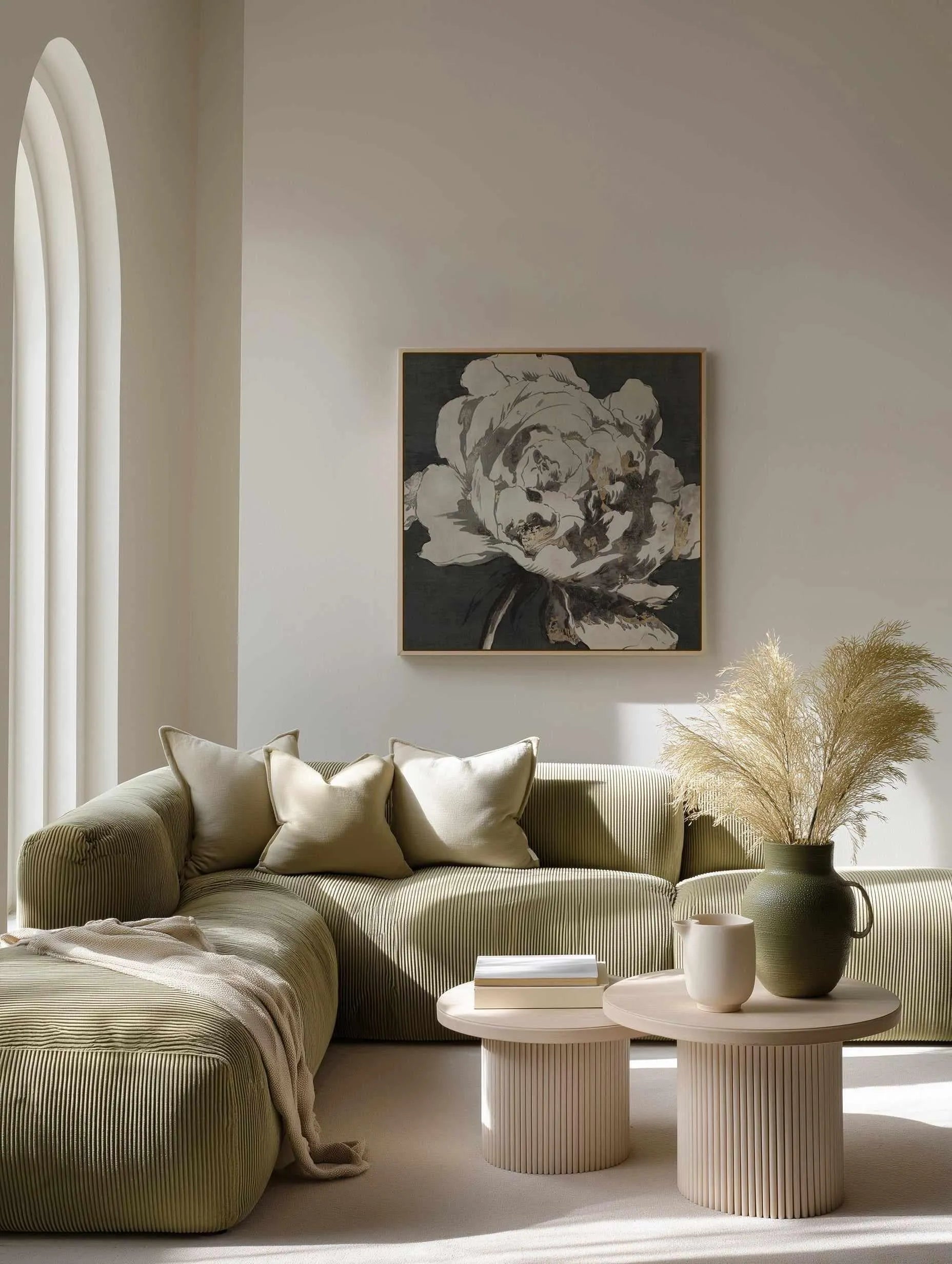 Golden Flower I Gold Version | Framed Canvas Art Print from Olive et Oriel where you can shop wallpaper and artworks online
