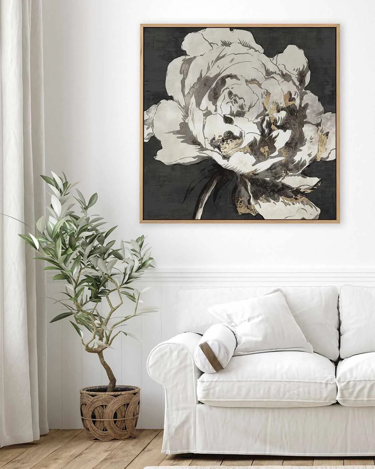 Golden Flower I Gold Version | Framed Canvas Art Print from Olive et Oriel where you can shop wallpaper and artworks online