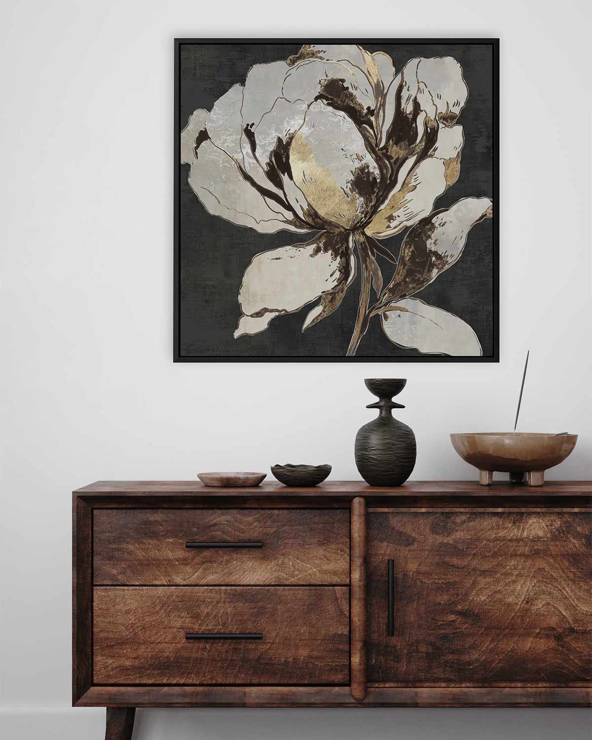 Golden Flower II Gold Version | Framed Canvas Art Print