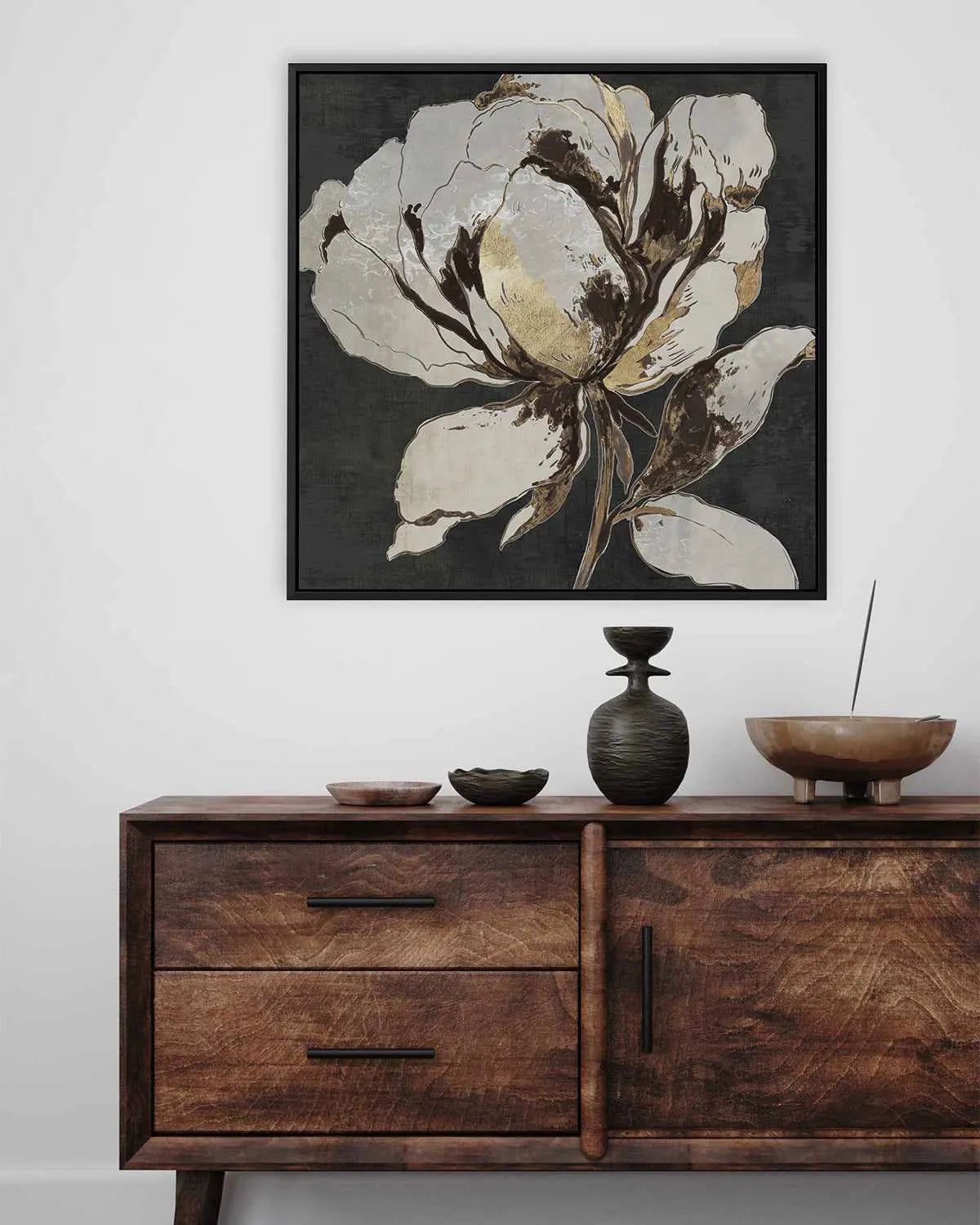 Golden Flower II Gold Version | Framed Canvas Art Print from Olive et Oriel where you can shop wallpaper and artworks online