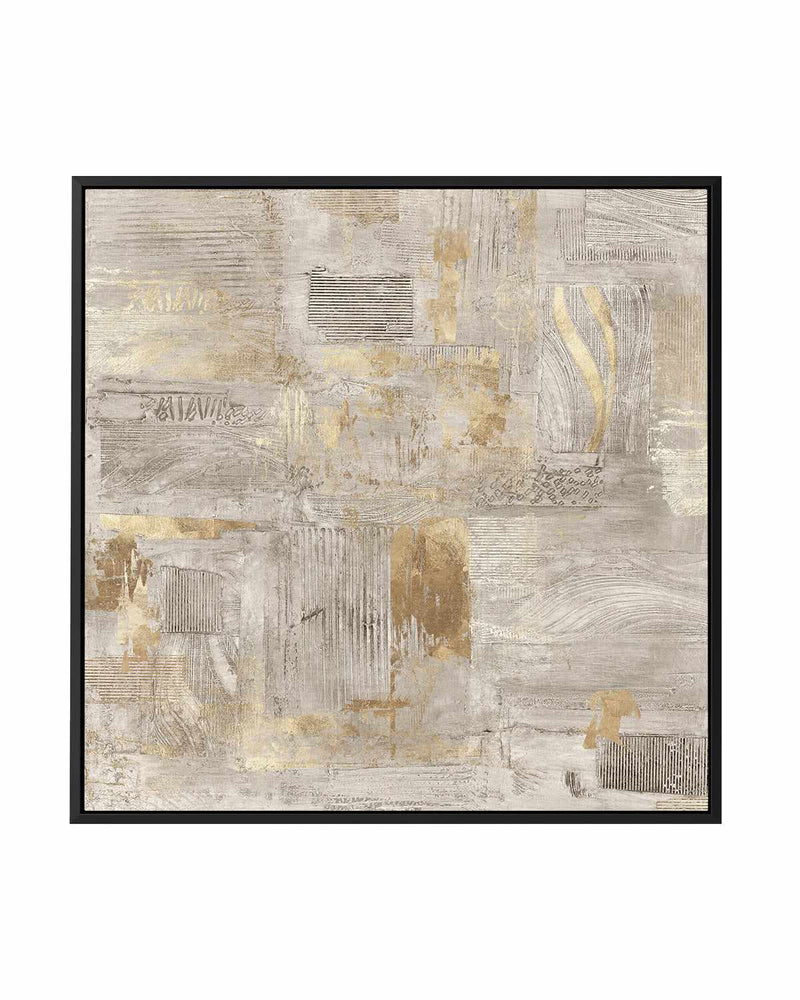 Golden Grid I | Framed Canvas Art Print