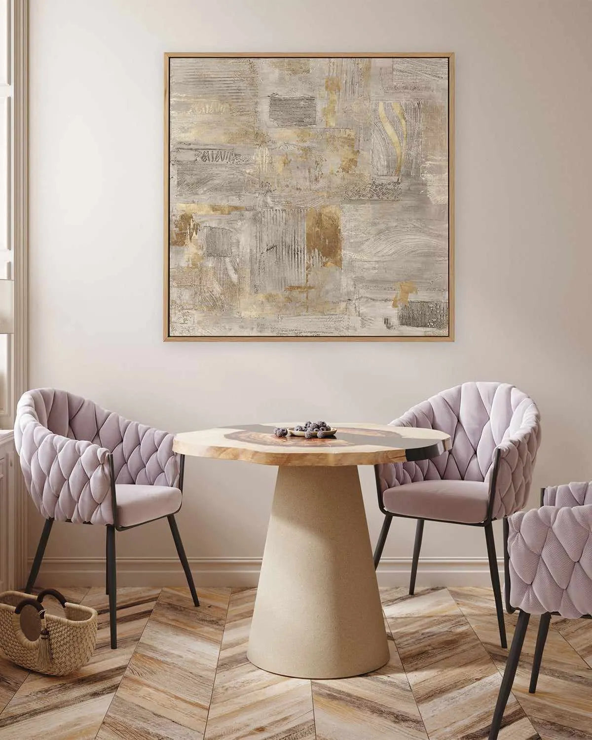 Golden Grid I | Framed Canvas Art Print from Olive et Oriel where you can shop wallpaper and artworks online