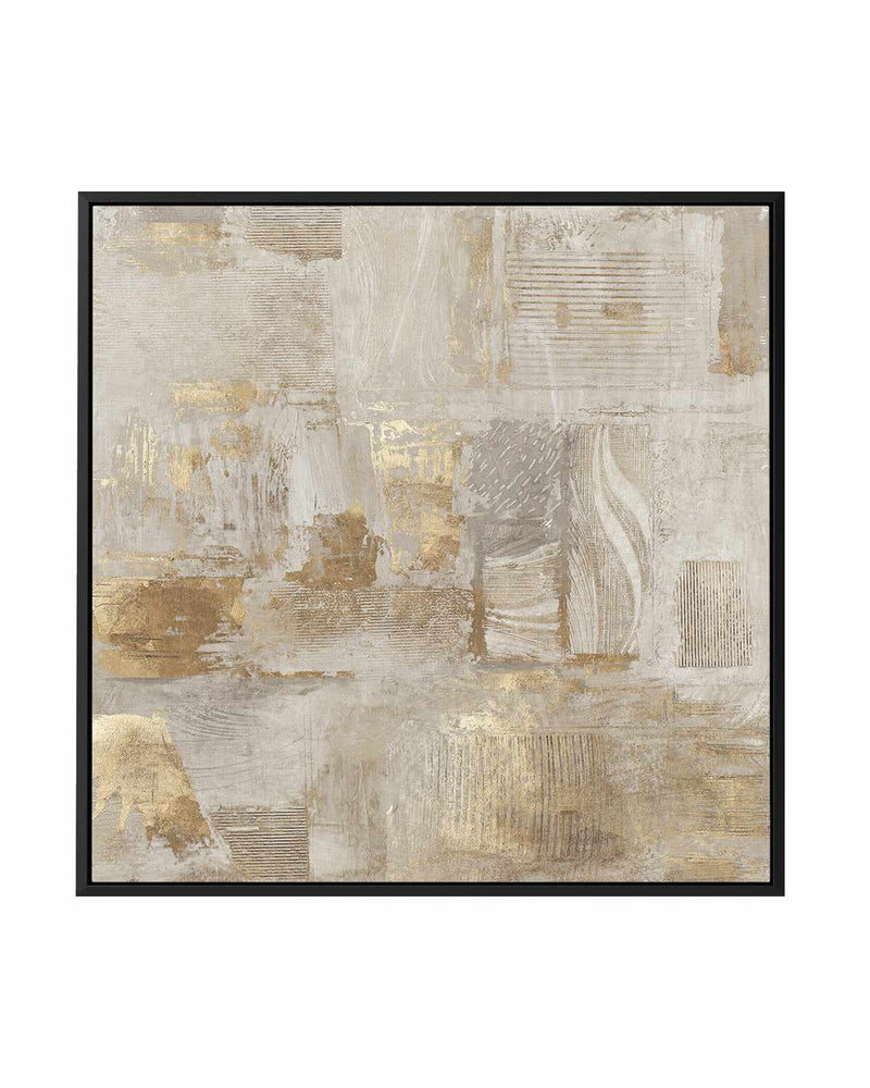 Golden Grid II | Framed Canvas Art Print