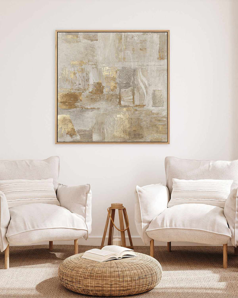 Golden Grid II | Framed Canvas Art Print