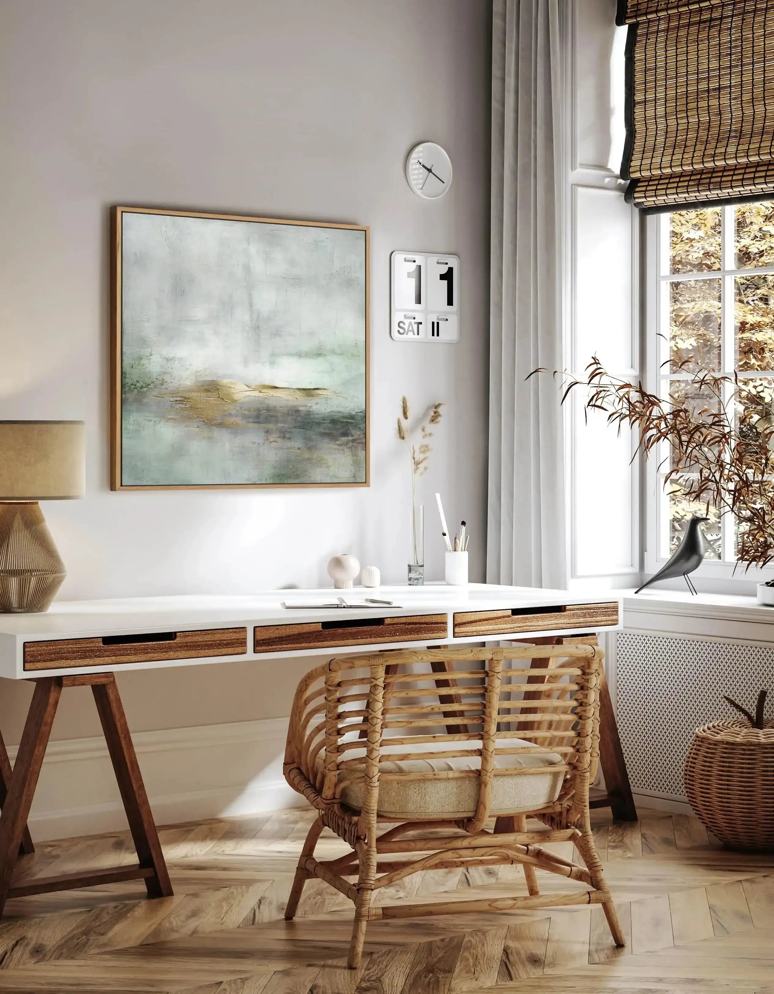 Golden Horizon by Dan Hobday SQ | Framed Canvas-CANVAS-You can shop wall art online with Olive et Oriel for everything from abstract art to fun kids wall art. Our beautiful modern art prints and canvas art are available from large canvas prints to wall art paintings and our proudly Australian artwork collection offers only the highest quality framed large wall art and canvas art Australia - You can buy fashion photography prints or Hampton print posters and paintings on canvas from Olive et Orie