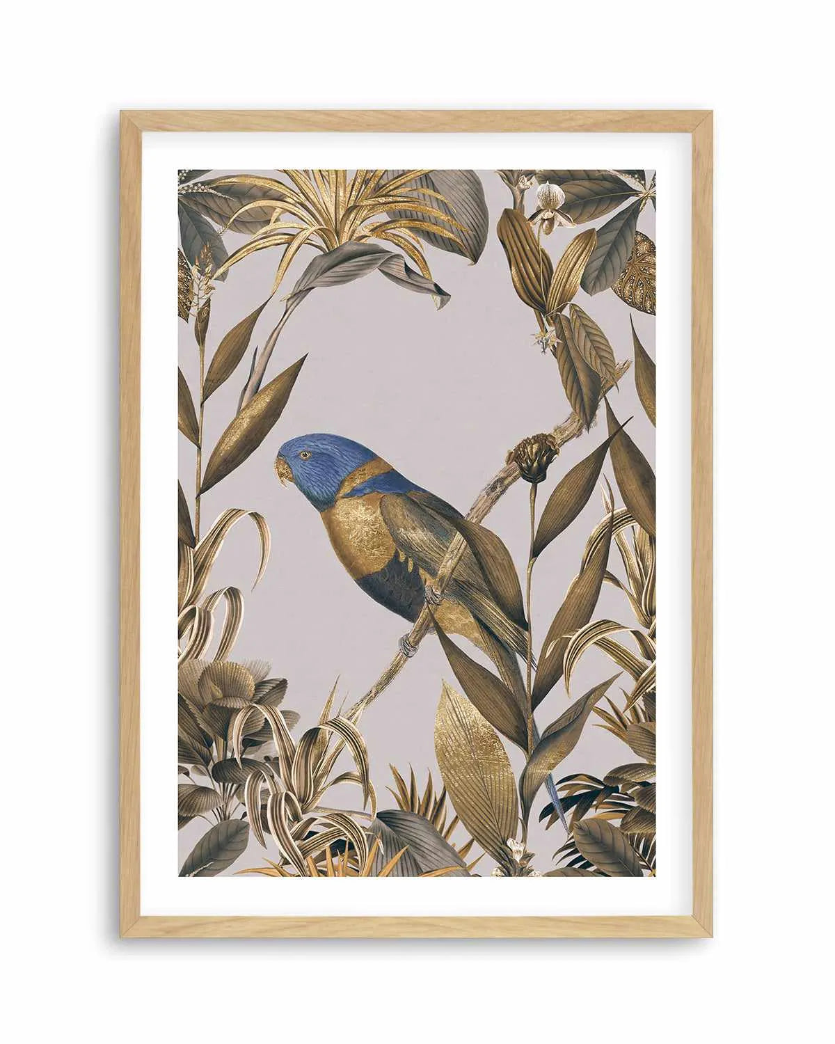 Golden Parakeet Paradise Art Print from Olive et Oriel where you can shop wallpaper and artworks online