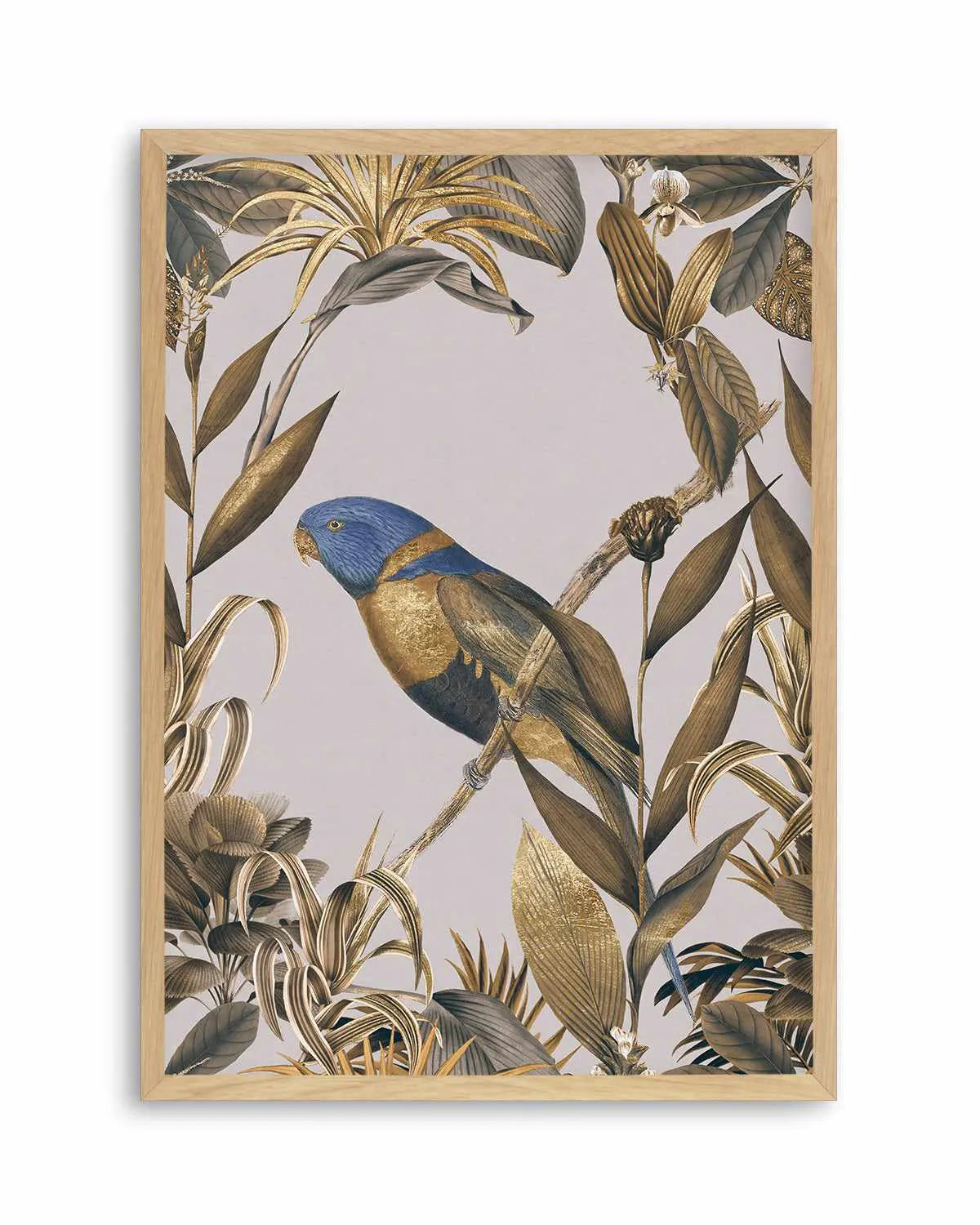 Golden Parakeet Paradise Art Print from Olive et Oriel where you can shop wallpaper and artworks online