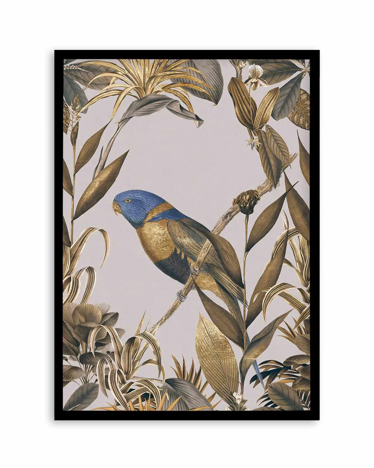 Golden Parakeet Paradise Art Print from Olive et Oriel where you can shop wallpaper and artworks online