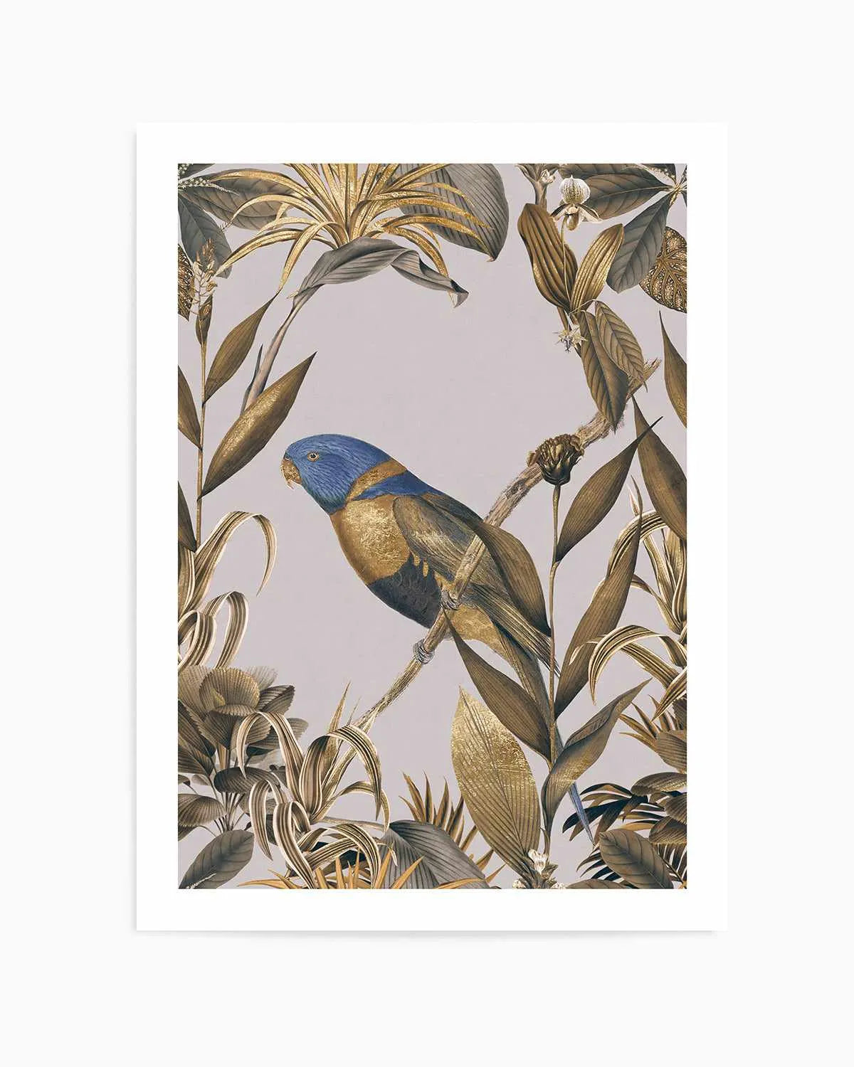 Golden Parakeet Paradise Art Print from Olive et Oriel where you can shop wallpaper and artworks online