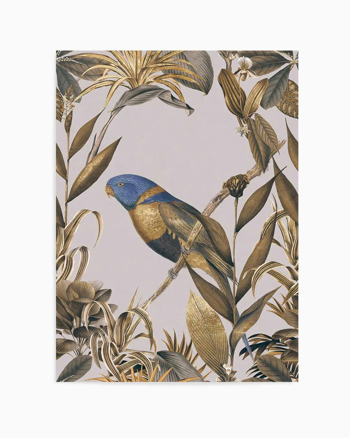 Golden Parakeet Paradise Art Print from Olive et Oriel where you can shop wallpaper and artworks online