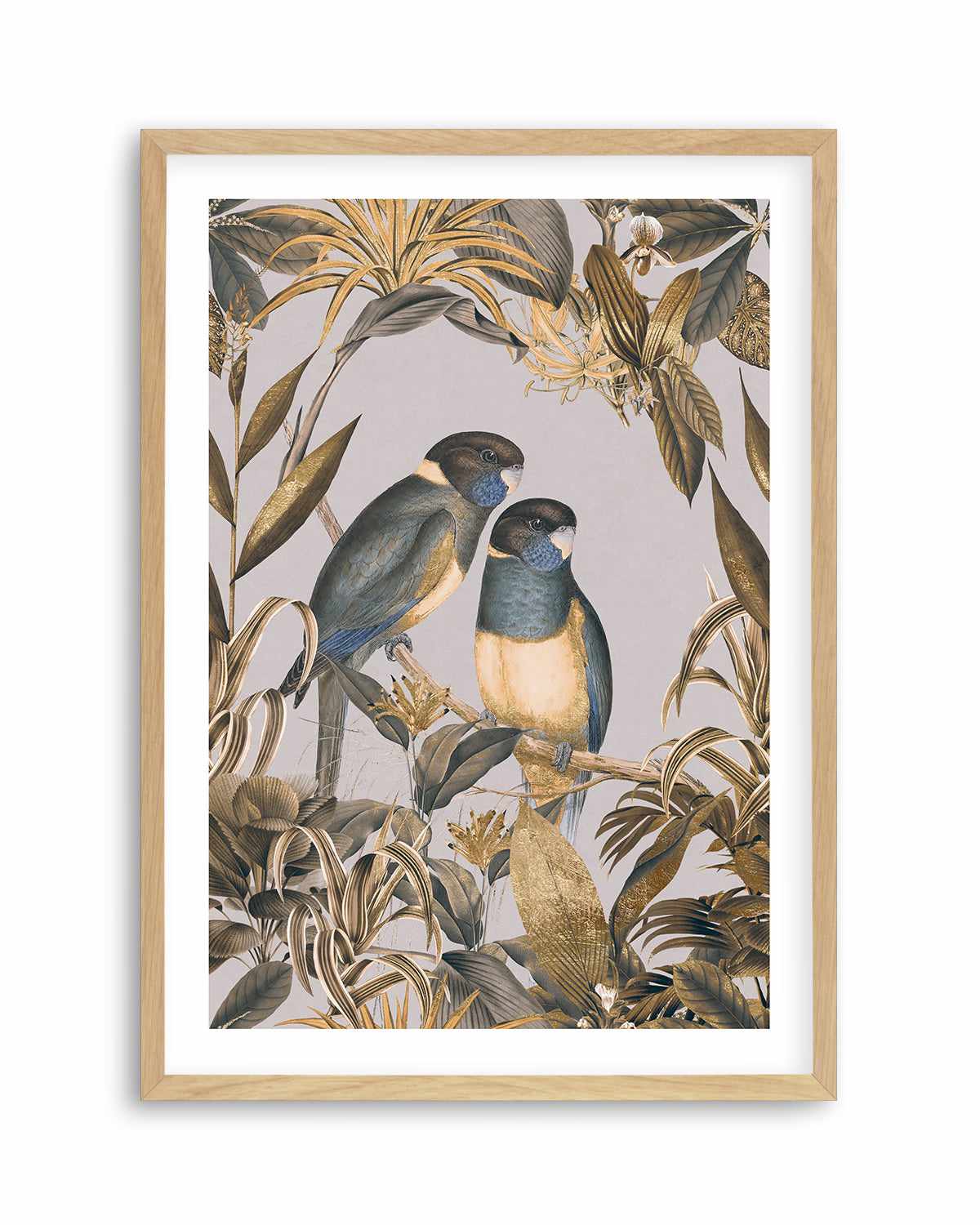 Golden Parakeets Exotic Island Art Print