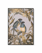 Golden Parakeets Exotic Island | Framed Canvas Art Print