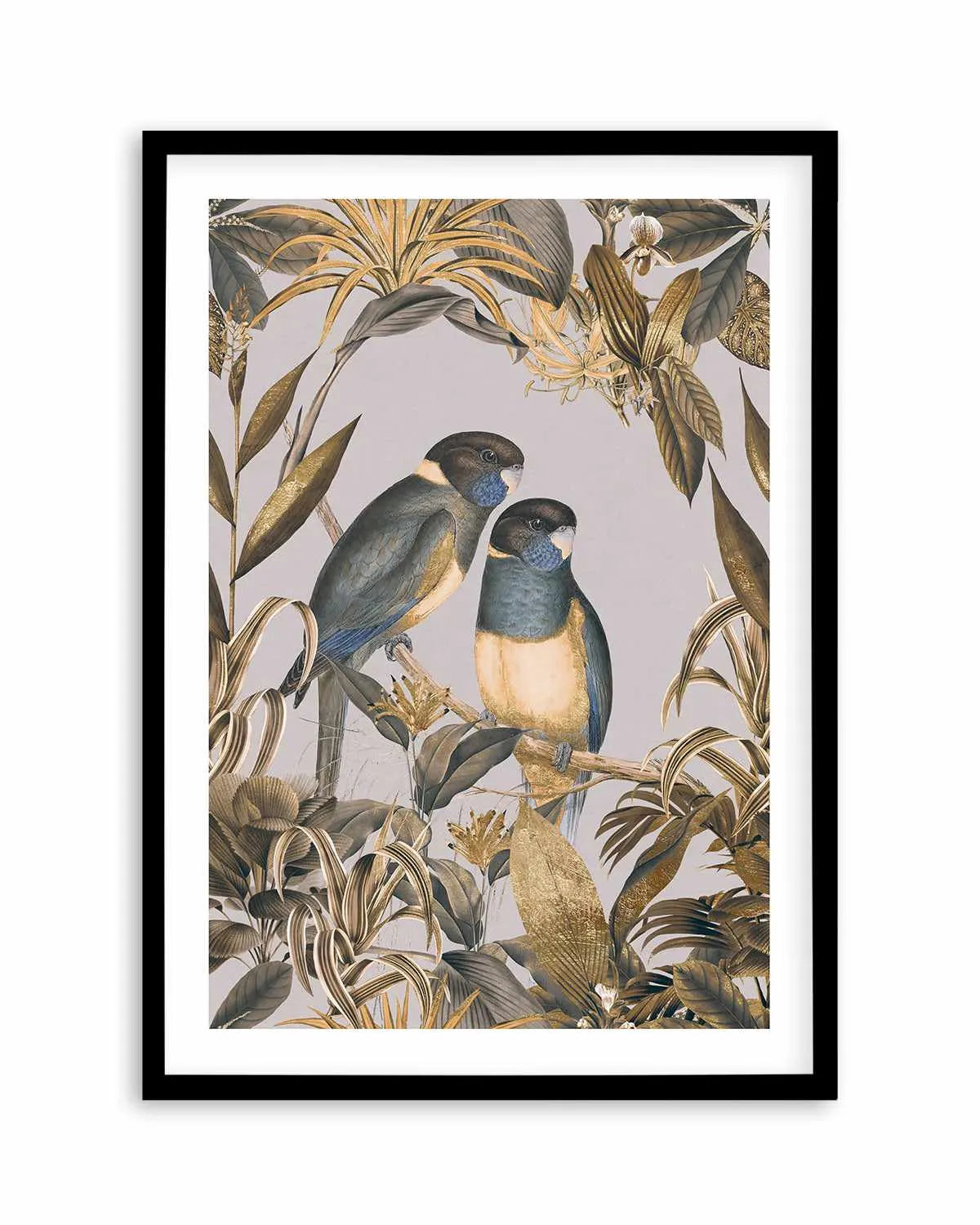 Golden Parakeets Exotic Island Art Print from Olive et Oriel where you can shop wallpaper and artworks online