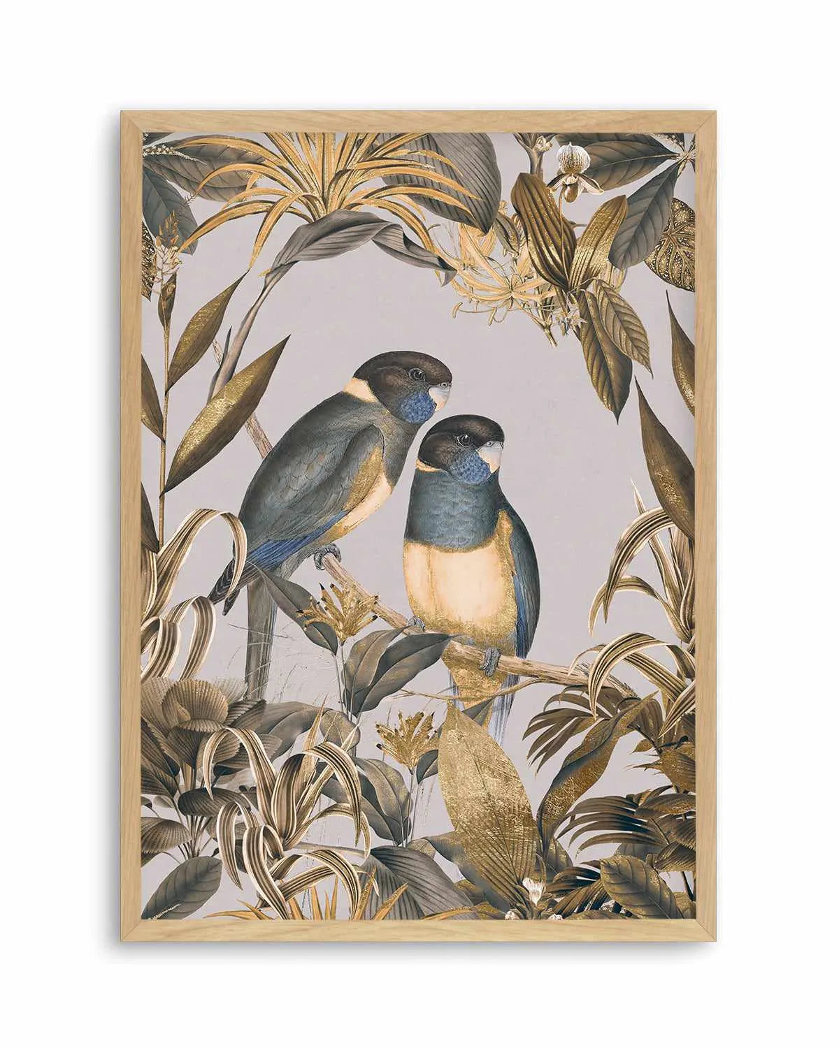 Golden Parakeets Exotic Island Art Print from Olive et Oriel where you can shop wallpaper and artworks online