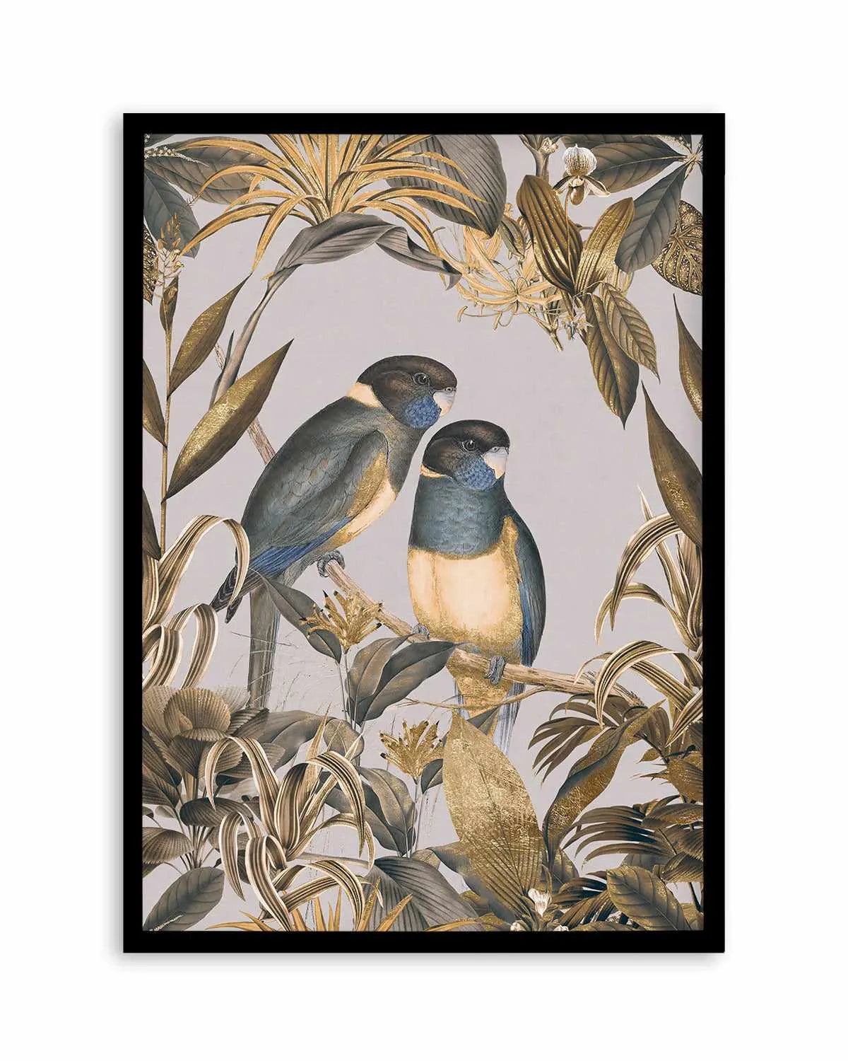 Golden Parakeets Exotic Island Art Print from Olive et Oriel where you can shop wallpaper and artworks online