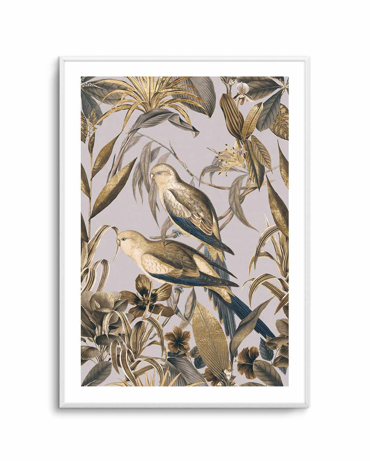 Golden Parakeets Tropical Jungle Art Print