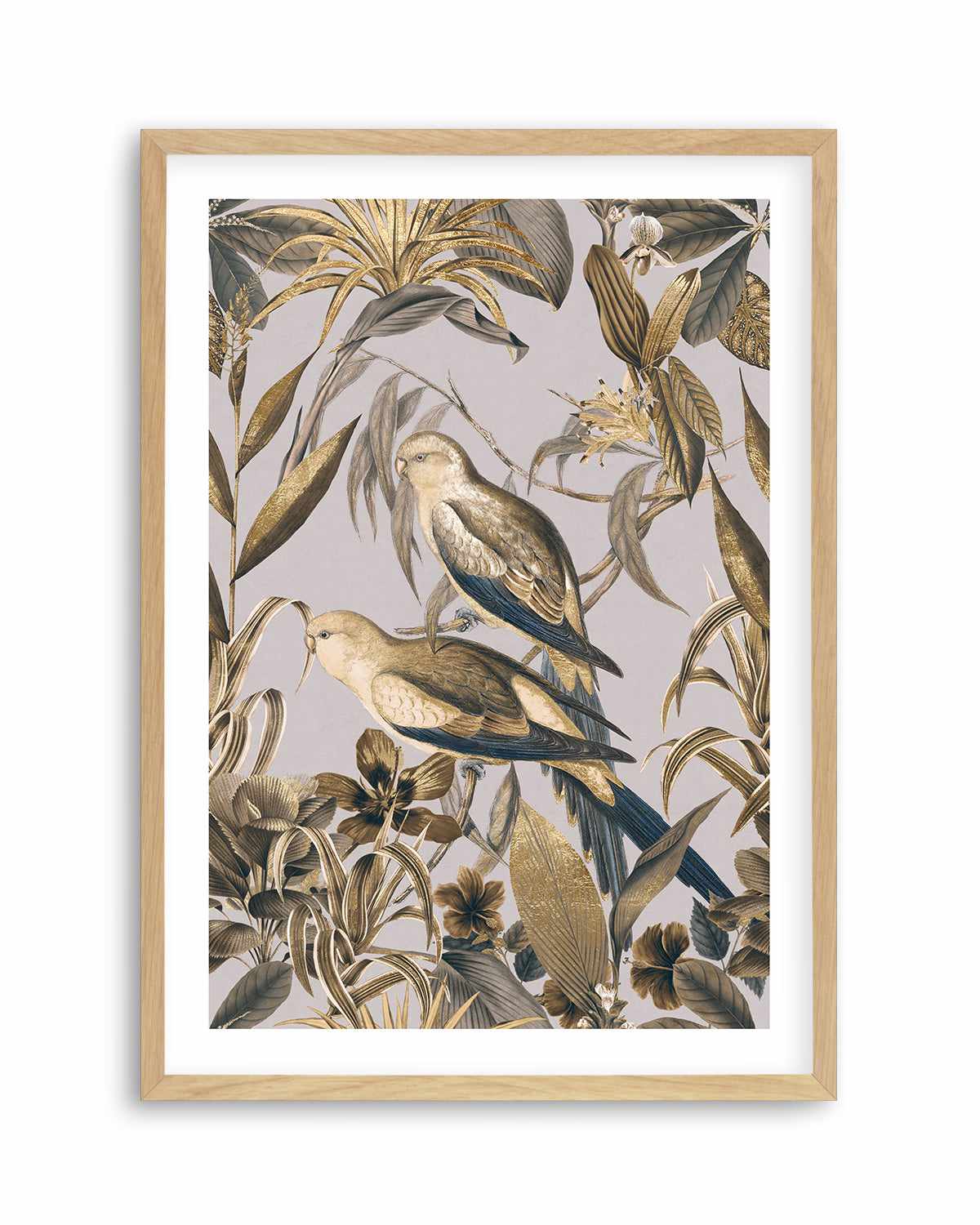 Golden Parakeets Tropical Jungle Art Print