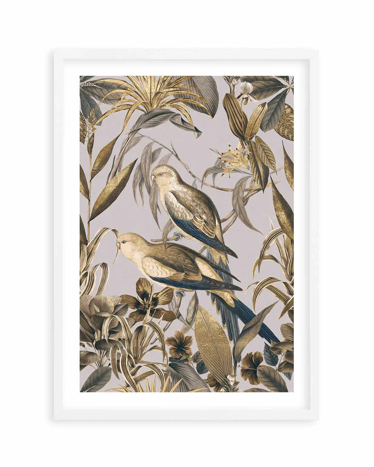 Golden Parakeets Tropical Jungle Art Print from Olive et Oriel where you can shop wallpaper and artworks online