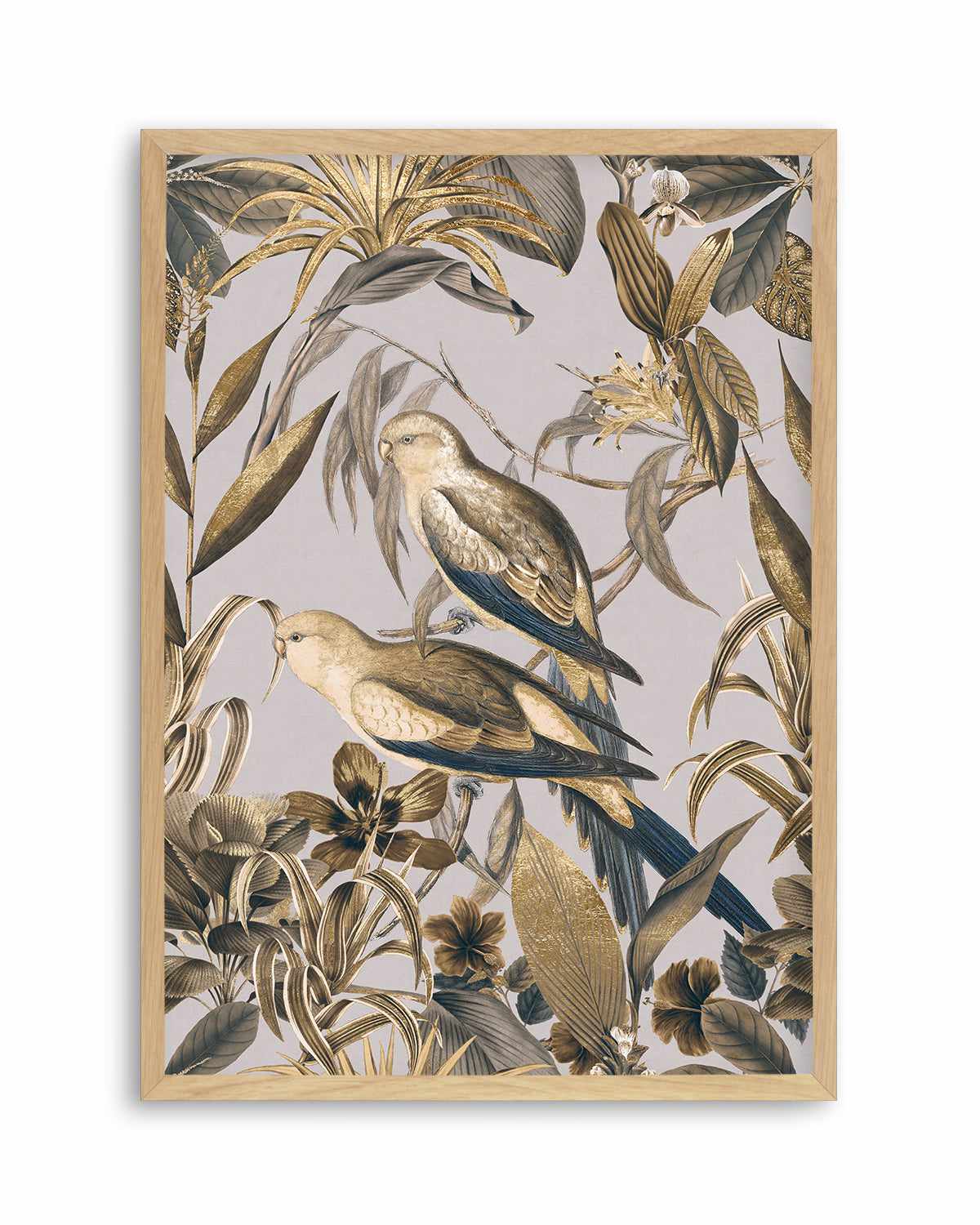 Golden Parakeets Tropical Jungle Art Print