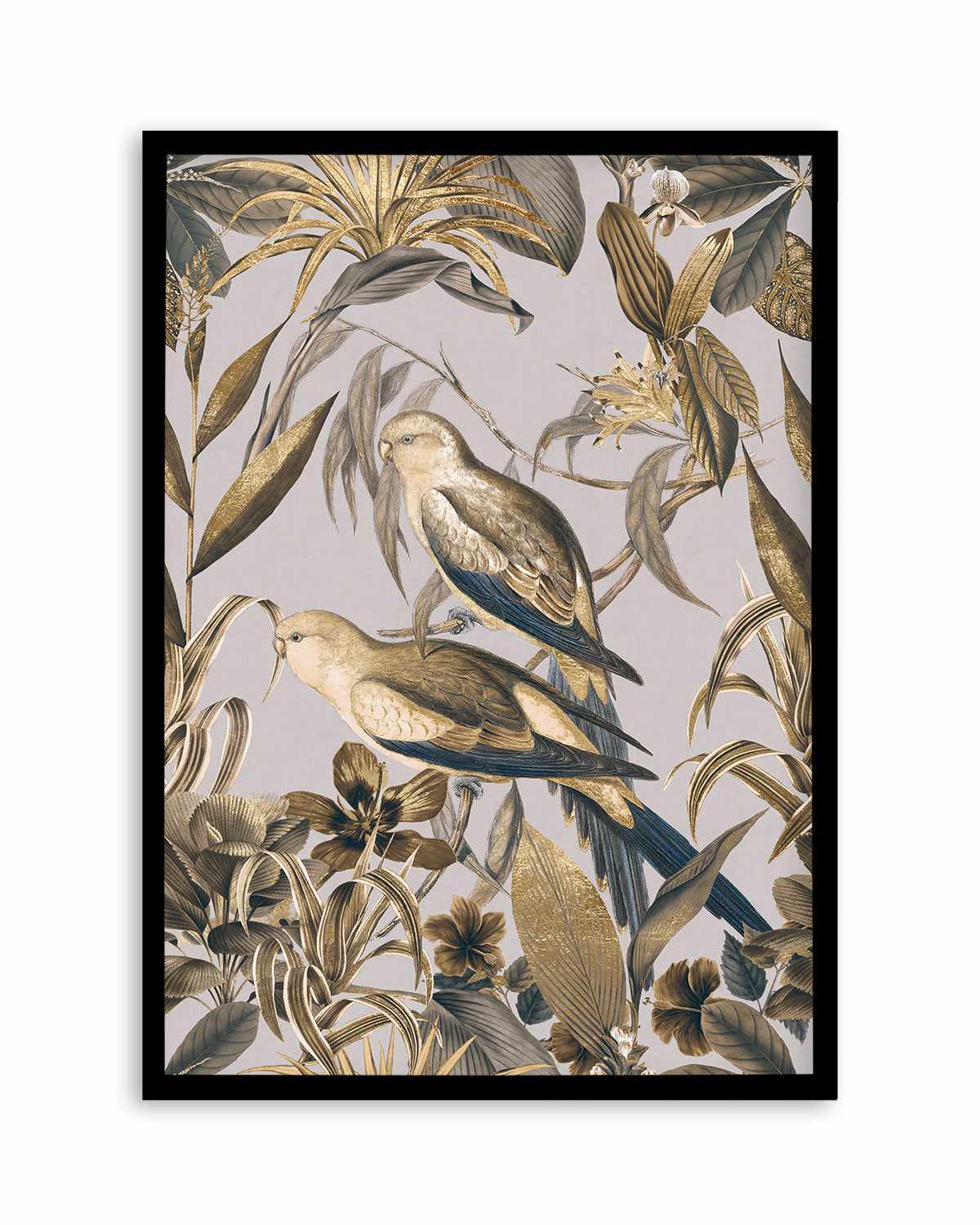 Golden Parakeets Tropical Jungle Art Print