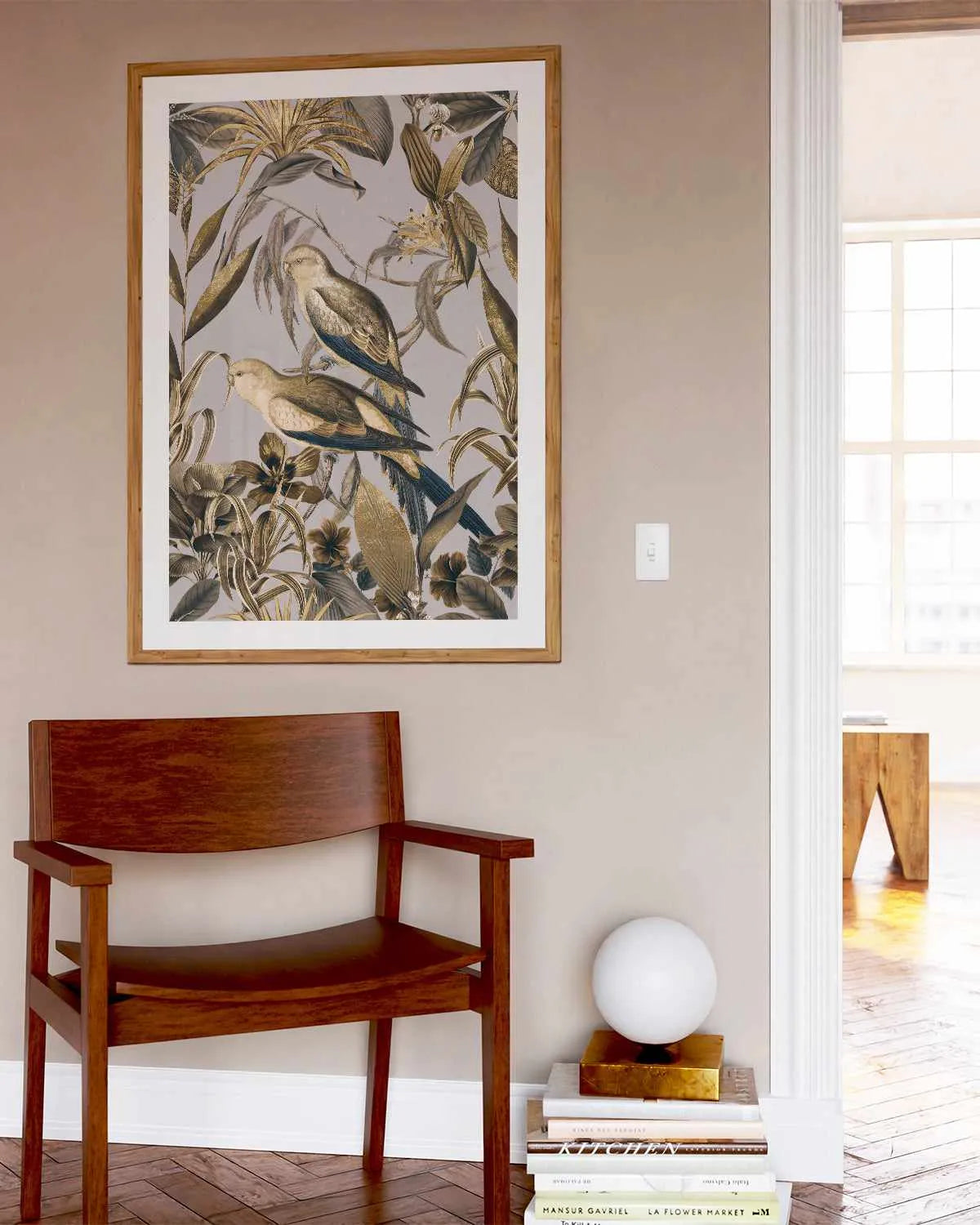 Golden Parakeets Tropical Jungle Art Print from Olive et Oriel where you can shop wallpaper and artworks online