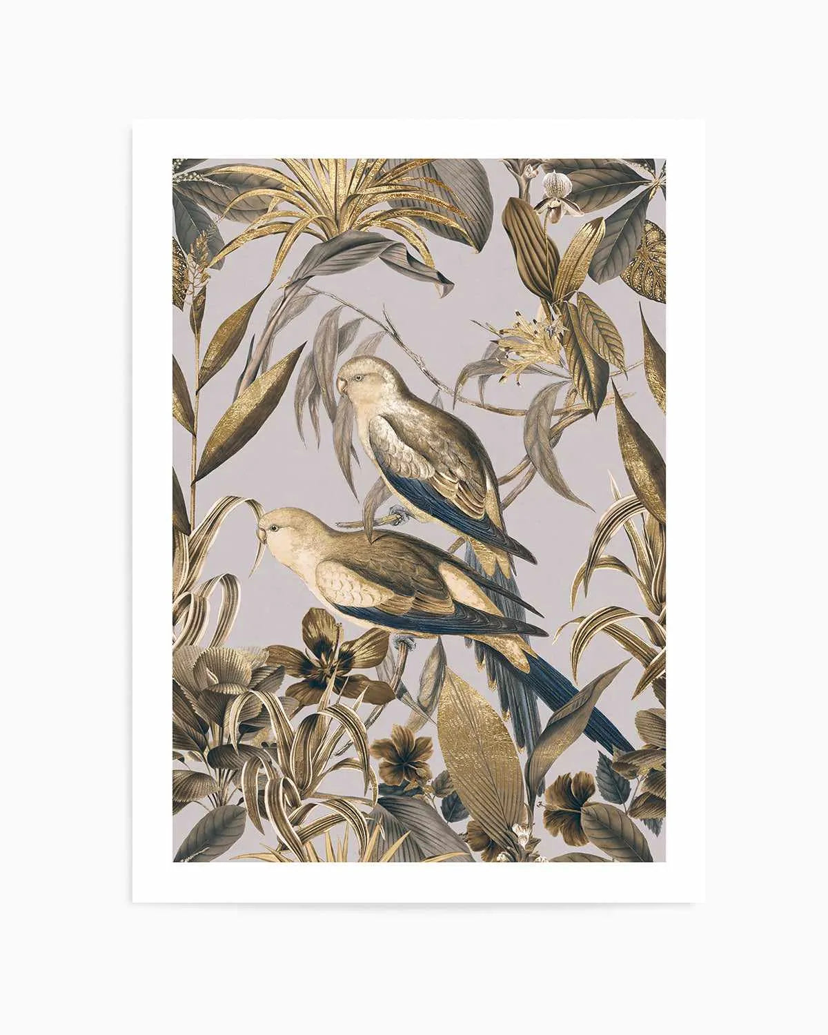 Golden Parakeets Tropical Jungle Art Print from Olive et Oriel where you can shop wallpaper and artworks online