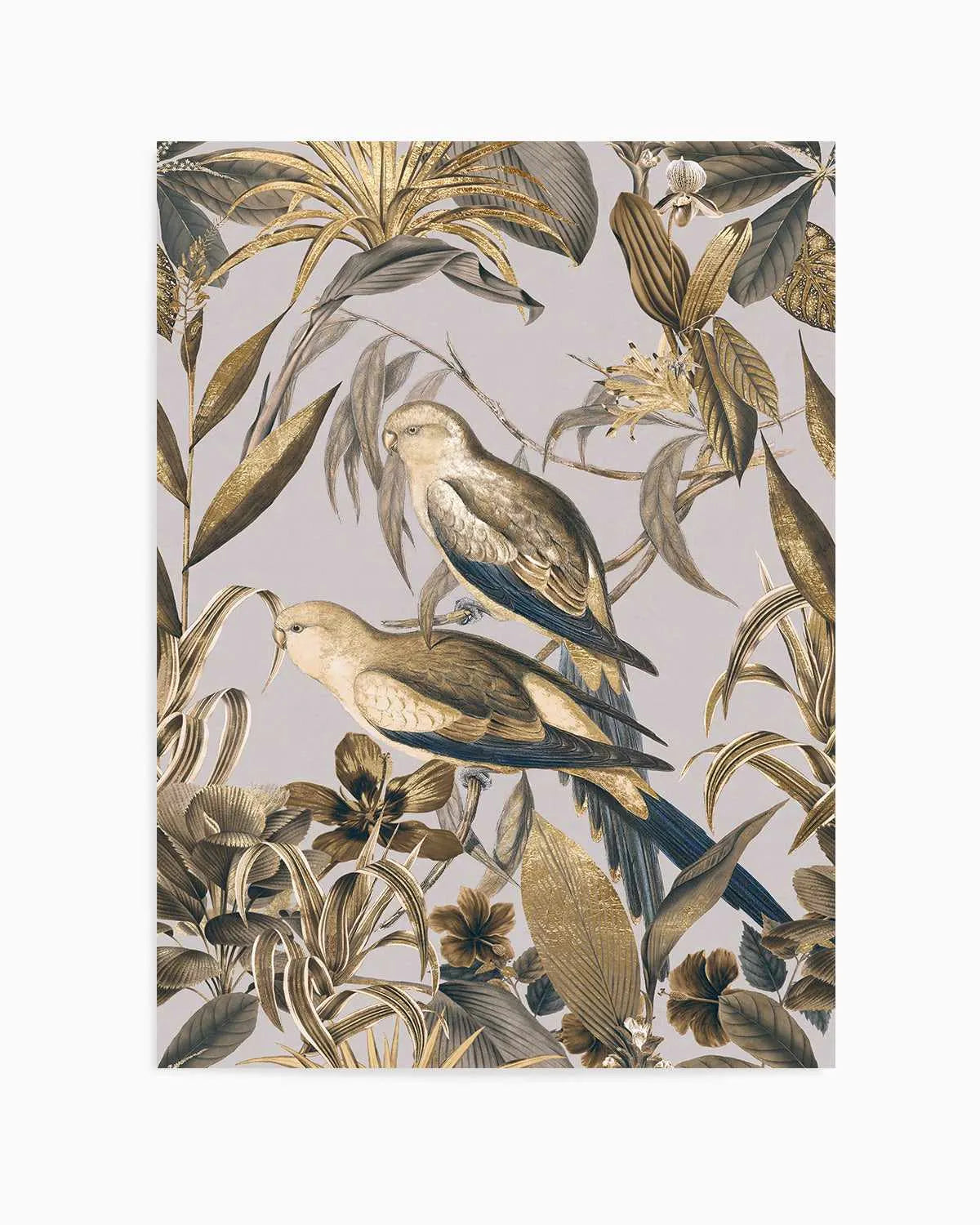 Golden Parakeets Tropical Jungle Art Print from Olive et Oriel where you can shop wallpaper and artworks online