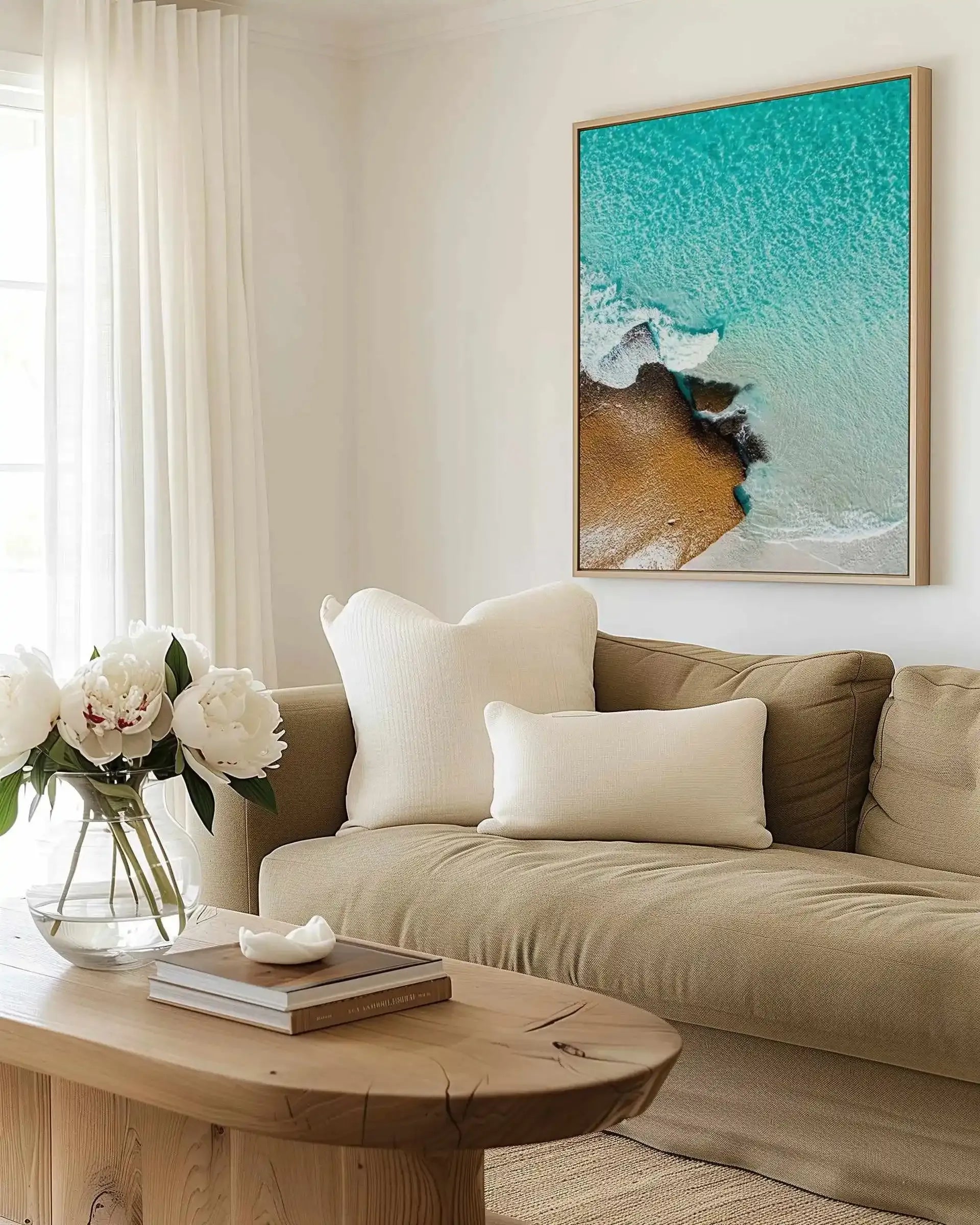 Golden Slice Wests Beach | Aerial Photo Wall Framed Canvas Art Print from Olive et Oriel where you can shop wallpaper and artworks online