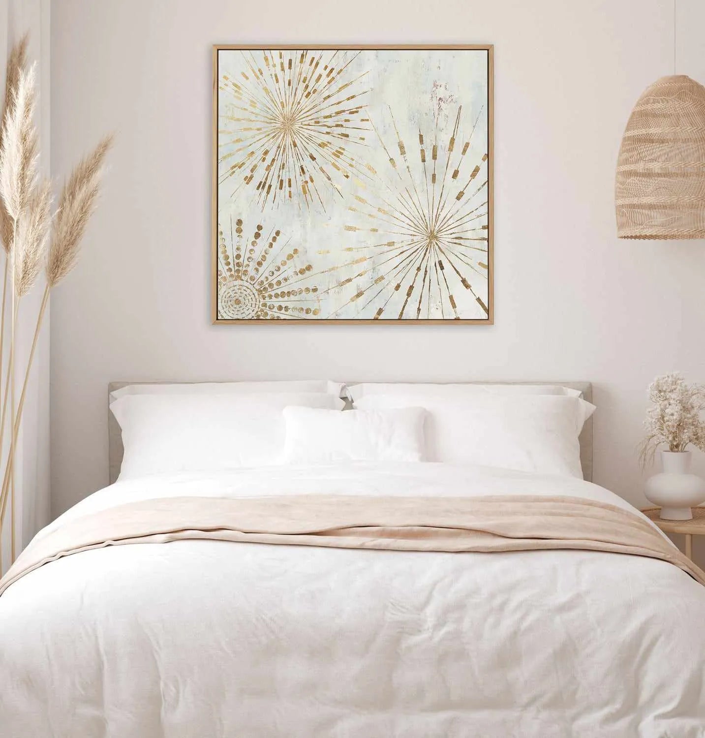 Golden Stars I | Framed Canvas Art Print from Olive et Oriel where you can shop wallpaper and artworks online
