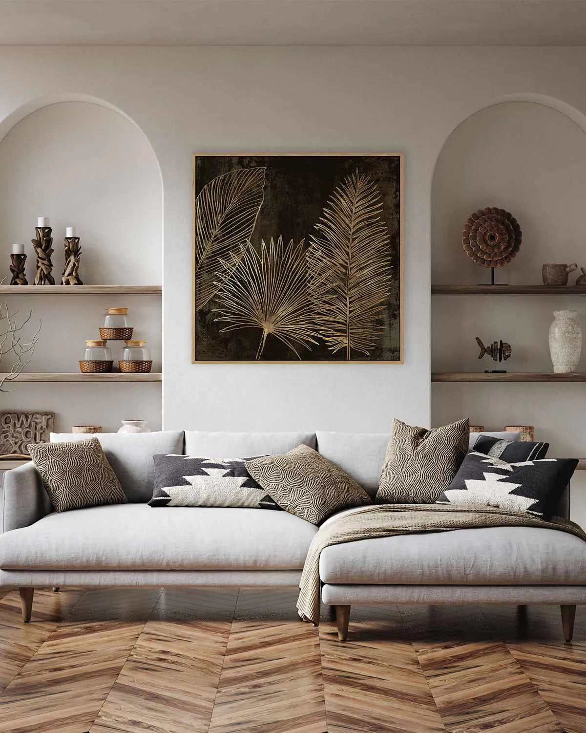 Golden Tropics I | Framed Canvas Art Print from Olive et Oriel where you can shop wallpaper and artworks online