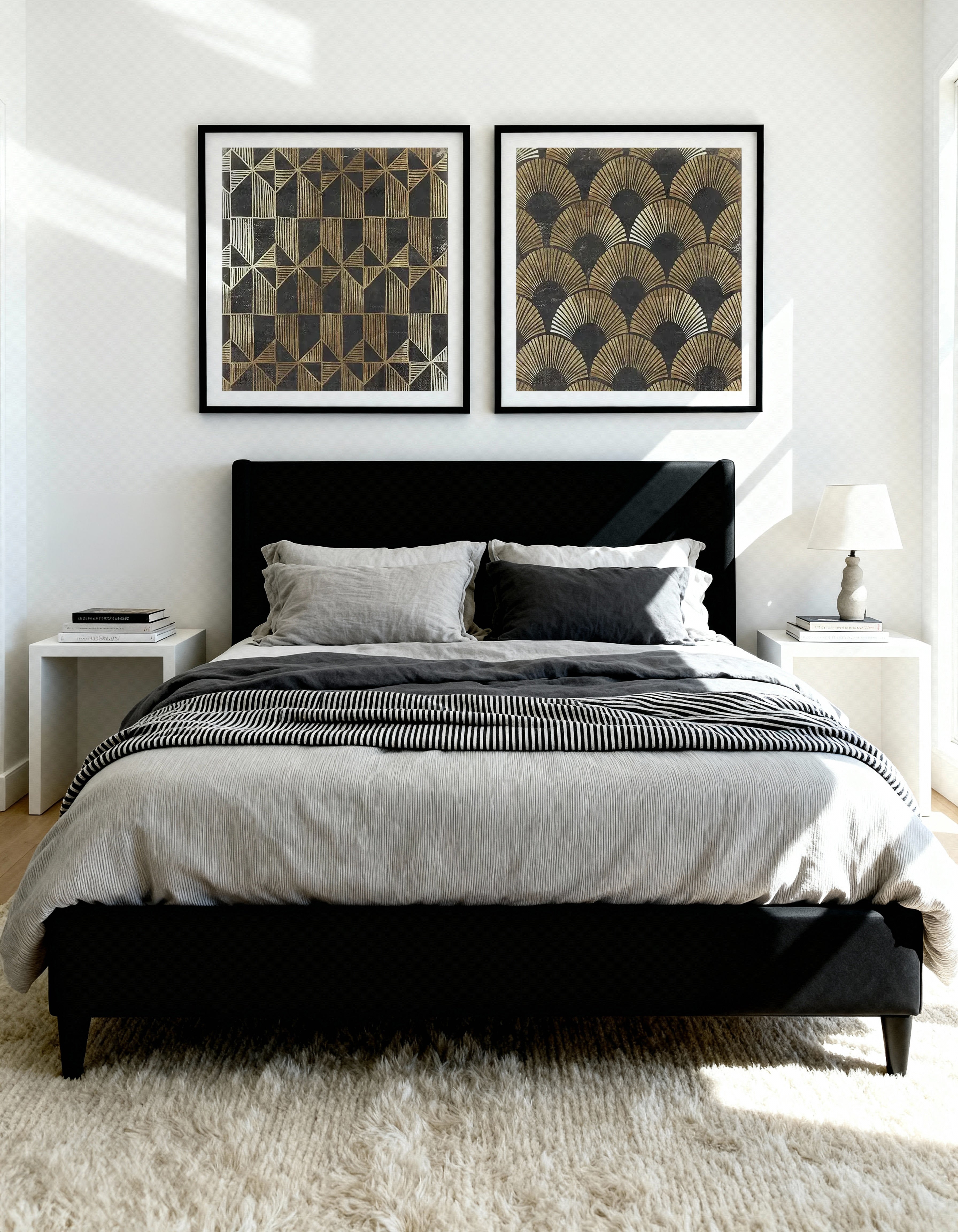 Golden Art Deco I & II Art Print Set of 2 | Matching Wall Art