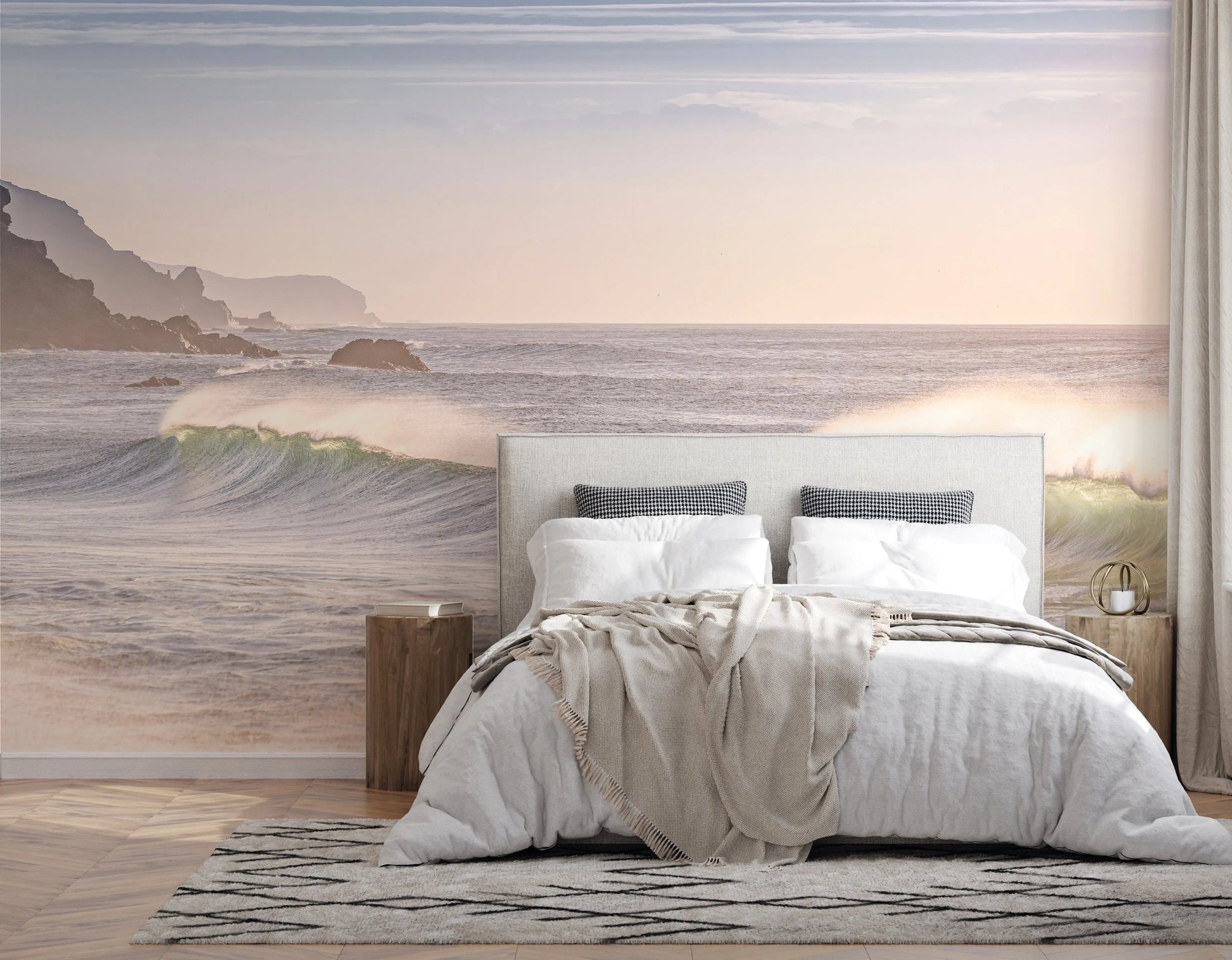 Golden Coastal Waves Photo Mural Wallpaper from Olive et Oriel where you can shop wallpaper and artworks online