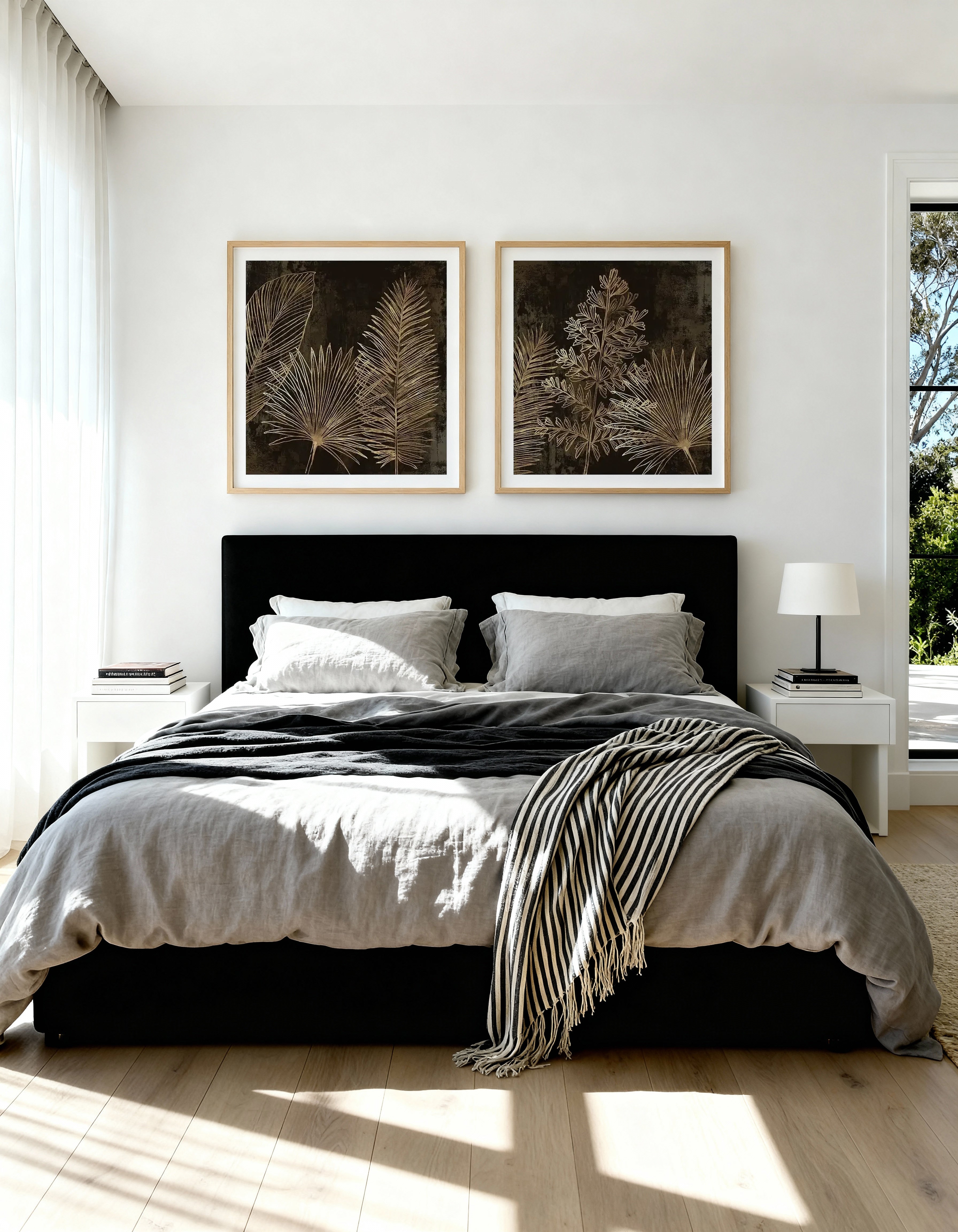 Golden Tropics I & II Art Print Set of 2 | Matching Wall Art
